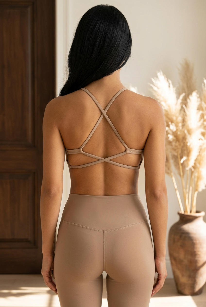 Black Halter Cross-Back Sports Bra – High Impact | Nylon/Lycra