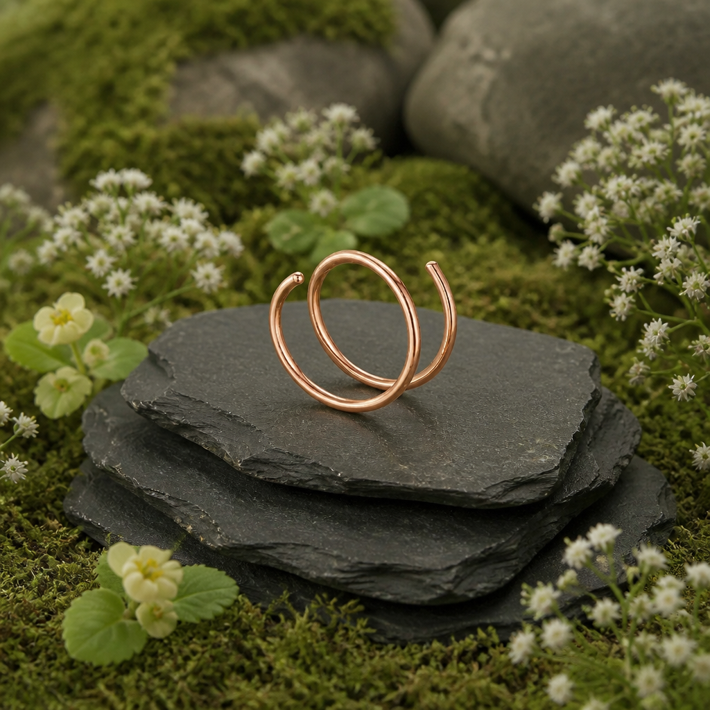 Double Nose Ring – Minimalist Spiral Hoop | Gold, Silver & Rose Gold