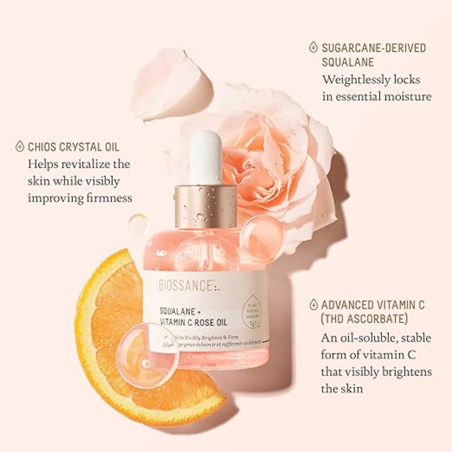 Squalane & Vitamin C Rose Brightening Facial Oil