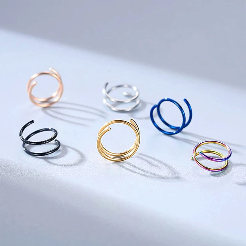 Double Nose Ring – Minimalist Spiral Hoop | Gold, Silver & Rose Gold